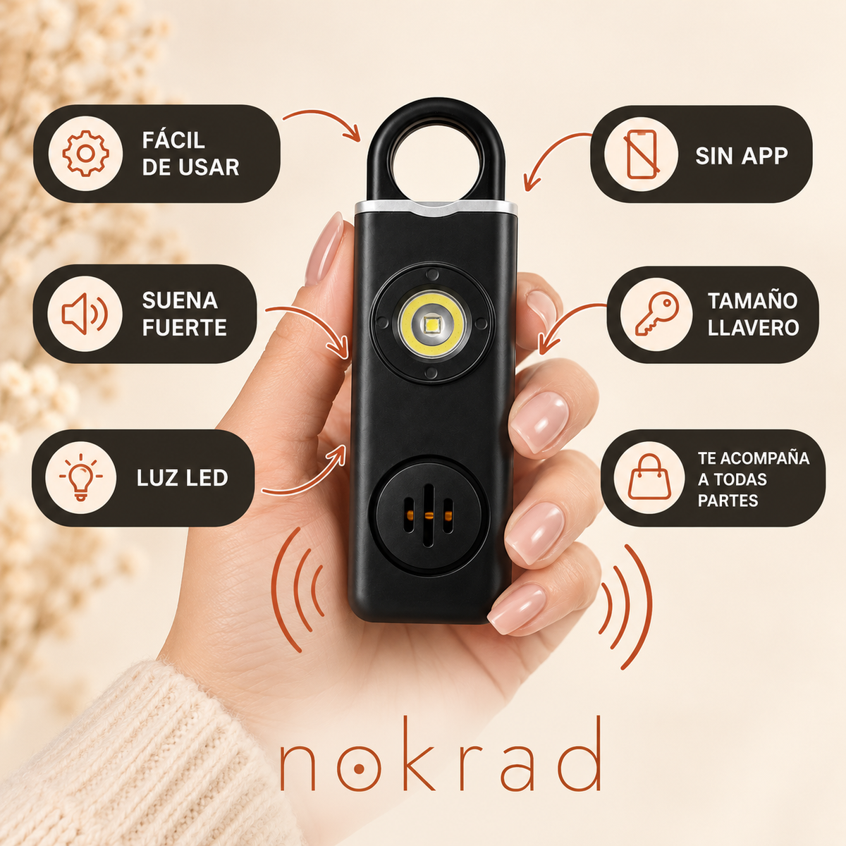 Protek™ — Alarma SOS que ahuyenta cualquier amenaza en segundos