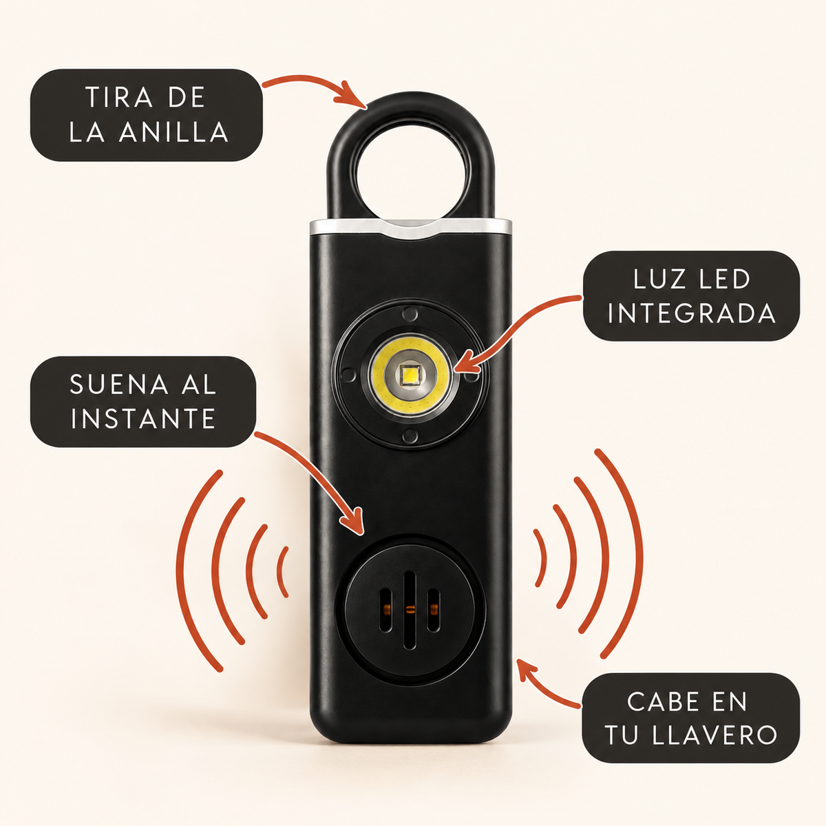 Protek™ — Alarma SOS que ahuyenta cualquier amenaza en segundos