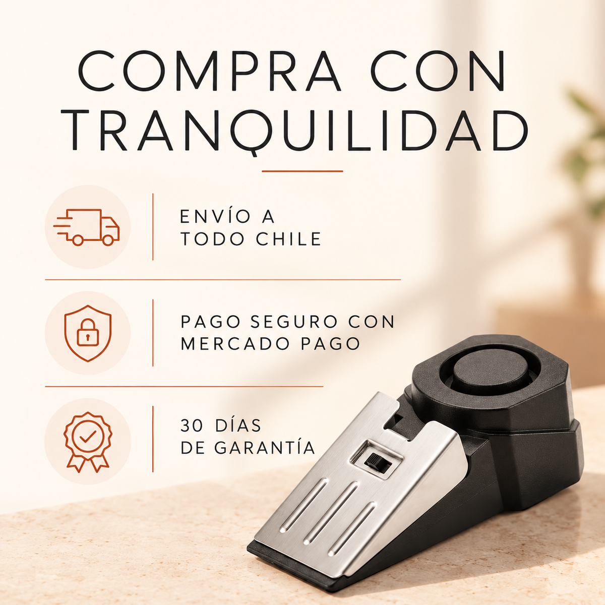 Barrier™ Bloqueo de Puerta con Alarma 120dB