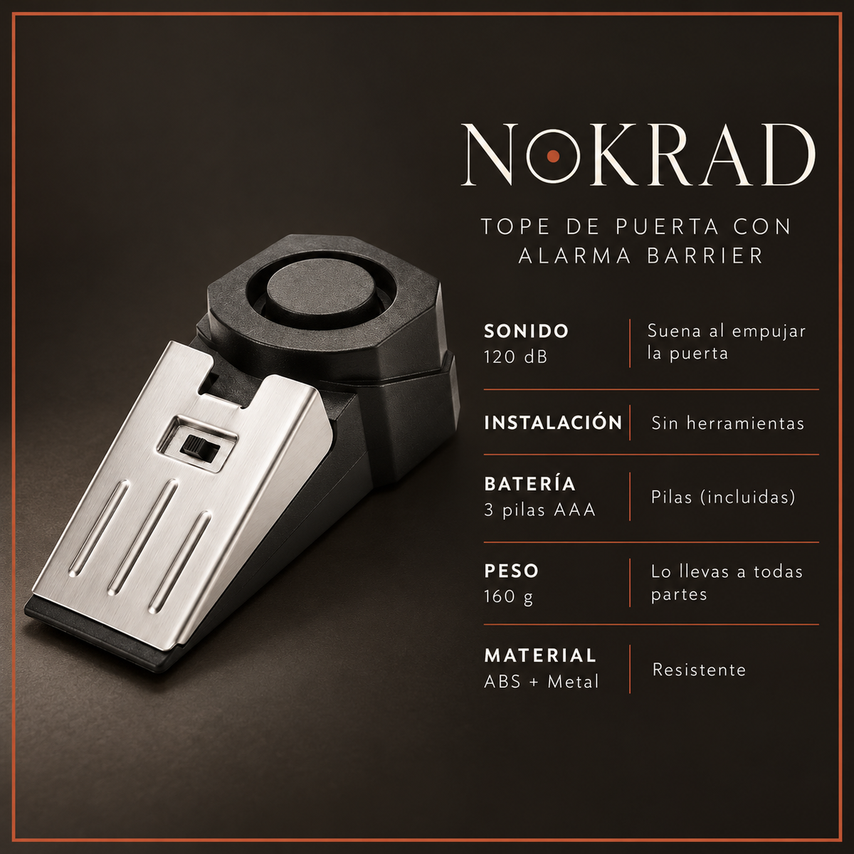 Barrier™ Bloqueo de Puerta con Alarma 120dB